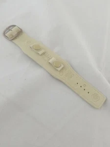 Girls Tan 10mm Snap/Buckle Leather Watch Band stylecraft Butterfly flower NOS - Picture 1 of 12
