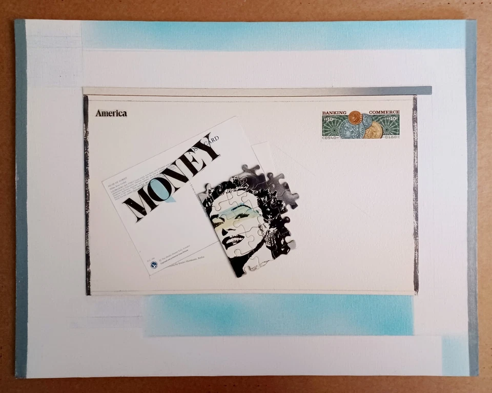 Collage original de medios mixtos (1979) - "America: Money" de artista desconocido Foto 1 de 2