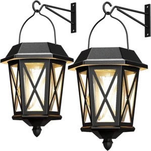 Solar Wall Lantern Anti-Rust Lights Outdoor Hanging Decoration Waterproof 2 Lamp - Picture 1 of 7