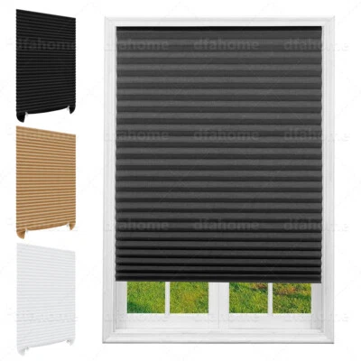 Self-Adhesive Adjustable Pleated Blinds Blackout Bathroom Curtains Windows Shade - image 1 of 4