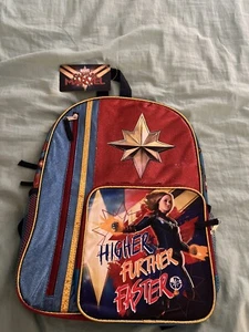 Captain Marvel Backpack Red Blue Gold Glitter Shimmer School Supplies Travel Bag - Picture 1 of 5