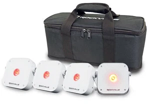 Rockville 4 PACK MINI RF1 V3 White DJ Par Wash Up Lights+Bag+RF+APP+Wireless DMX - Picture 1 of 11