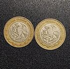1999 & 2015 Mexican 10 Pesos Lot Of 2 Coins Bimetallic Pesos