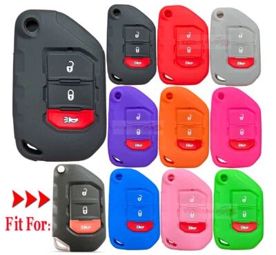 Fit Jeep Wrangler Gladiator 3 Button Smart Remote Key Fob Silicone Case Cover - Image 1 of 4