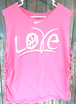 Mujer Nike Sin Mangas Algodón Cuello Redondo LOVE Top Lados Anudados Bordes Enrollados XL Foto 1 de 4