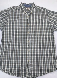 Woolrich Mens Small Plaid Short Sleeve Cotton Button Down Casual Shirt Size L - Picture 1 of 8