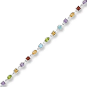 Sterling Silver Multi Colored Gemstone 8.202 cttw Bracelet - Picture 1 of 1