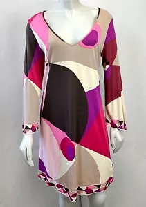 Emilio Pucci rosa mehrfarbig psyzedelisches Muster langärmeliges Jerseykleid 6 2000er - Bild 1 von 8