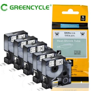For DYMO 18051 Label Tape Black on White 1/4" with DYMO Rhino 4200 5200 6000 × 5 - Picture 1 of 12