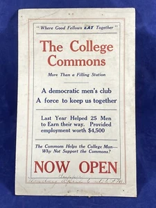 Estación de llenado C.1930 "THE COLLEGE COMMONS" BROADSIDE, club demócrata para hombres - Imagen 1 de 5
