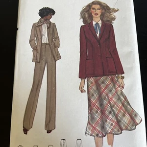 Vintage 1970s Vogue 7185 Fitted Jacket Skirt + Pants Sewing Pattern 18 Large CUT - Picture 1 of 8