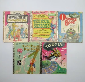5x Vintage Little Golden Books Sesame Street Bugs Bunny Porky Pig - Picture 1 of 2