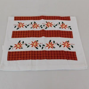 Toalla de cocina 100 % algodón a cuadros rojos Navidad flor de pascua acebo vacaciones diciembre - Imagen 1 de 7