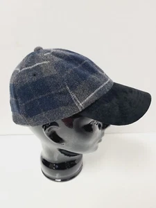 SCALA Signature Wool Nylon Suede Bill, Navy Grey White Plaid Baseball Hat Cap - Picture 1 of 11