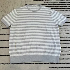 Suitsupply Maglione Uomo Cotone Seta Grigio Righe Manica Corta Girocollo Taglia XL - Foto 1 di 6
