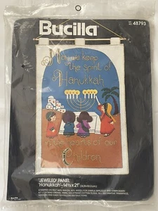 VTG 1980s Bucilla Hanukkah Wall Hanging Embroidery KIt 48793 'Jeweled' Panel,NIP - Picture 1 of 7