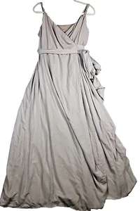 Show Me Your MUMU Maxi Dress Sz-L Beige Liz Strappy Wrap Lined Drapy Bridesmaid - Picture 1 of 6
