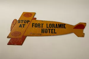 Fort Loramie Airplane Sign (UC3) Stop at Hotel (JSF6) 21" Erickson Co Des Moines - Picture 1 of 8