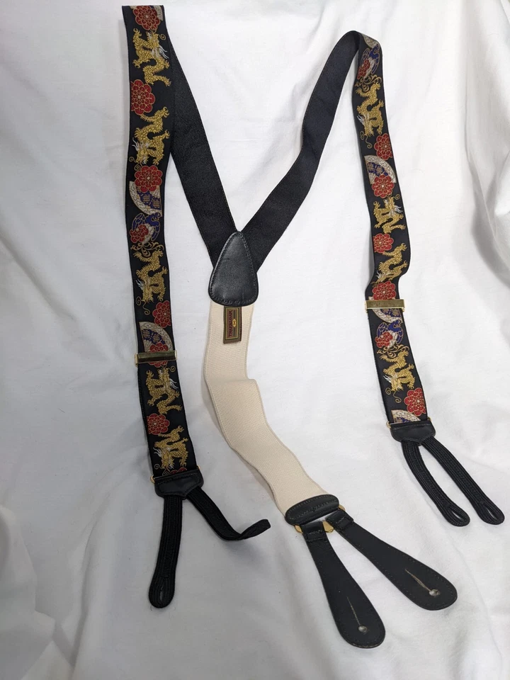 Trafalgar Edição Limitada Suspensórios de Seda Dragão Chinês Braços Jacquard Latão PRETO - Imagem 1 de 4