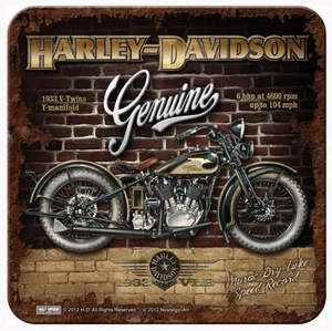 Retro Metal Coaster HARLEY DAVIDSON Genuine 1933 VLE 9x9cm Motorcycles Licensed - Picture 1 of 2