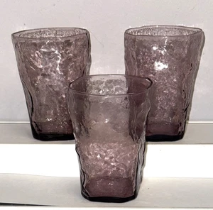 3 Morgantown SENECA DRIFTWOOD CRINKLE AMETHYST 4 1/4" WATER TUMBLERS - Picture 1 of 2