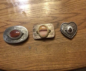 3 Southwestern Style Belt Buckles With Stones - Picture 1 of 6