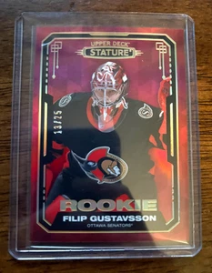 FILIP GUSTAVSSON ROOKIE VARIANT RED /25 #168 2021-22 UPPER DECK STATURE - Picture 1 of 2