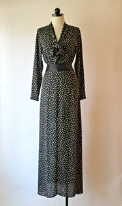 Maxi Vestido BCBG Max Azria Negro Transparente Gasa Lunares Coño Manga Lazo Mujeres 4 - Imagen 1 de 24