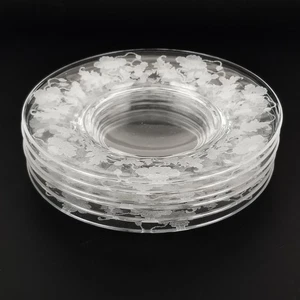 USA Antique 1924 Fostoria Rogene 6 Salad Plates 7+" Etched Clear Glass Dessert - Picture 1 of 20
