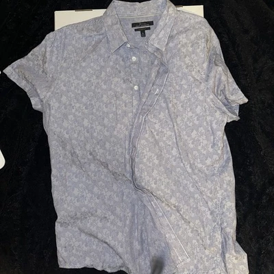 Marc Anthony  Slim Fit Mens Short Sleeve Button Up Shirt XL Light Blue Floral - Image 1 of 4