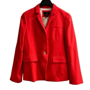 J Crew Regent Blazer Womens 10 Red Wool Flannel Jacket One Button Preppy Office - Picture 1 of 8