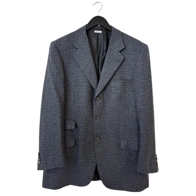 Brioni 42R Pure Cashmere Nomentano Blue Gray Houndstooth 3 Button Blazer Italy - Image 1 of 4