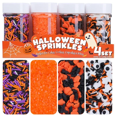 Halloween Sprinkles for Decorating Edible Set 4, 320G/11.3Oz with Orange Sanding - Image 1 of 4
