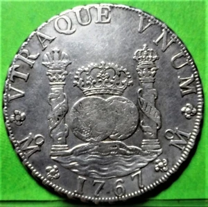 CARLOS III, 8 Reales, 1767, MEXICO -MF, Silver, COLONIAL SPANISH - Picture 1 of 2