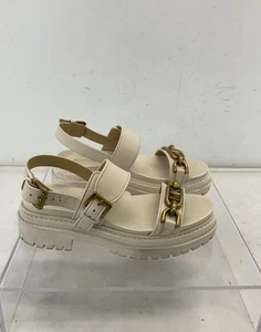 Michael Kors Ecru Leather Double Buckle Slingback Sandals 6.5M - Picture 1 of 7