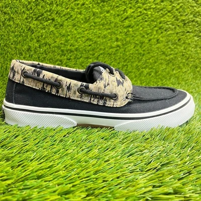 Zapatos de barco Sperry Halyard 2 ojos para hombre talla 7 negros camuflados tostados informales clásicos de lona Foto 1 de 4