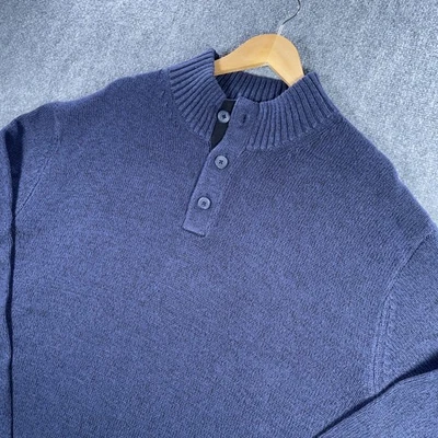 Izod Henley Sweater Mens 3XB Blue Button Collared Heavy Knit #AB896 - Image 1 of 4