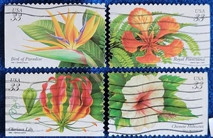 US Stamps 1999 Tropical Flowers Set Of 4 Used 33 cent Off Paper #3310-3313 - Picture 1 of 1
