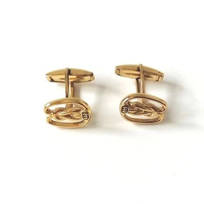 Запонки Gucci золотистая модель 135 металл 1,5 см классический блеск деталь полированная отделка - Изображение 1 из 4