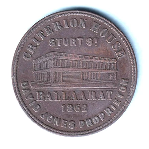 Australia Token.. Jones - 1862 1d.. Ballaarat Vic.. Criterion House.. aVF/VF - Picture 1 of 3
