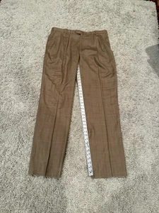 Neu mit Etikett Vintage Berle Kahki Fensterscheibe Herren Größe 42 100 % Kammgarn Wolle Hose ungesäumt - Bild 1 von 9