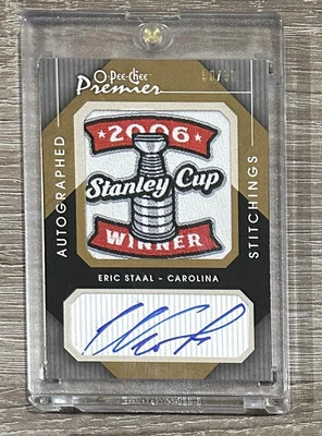 2007-08 O-Pee-Chee Premier #APS-ES Eric Staal Premier Stitchings AUTO #50/50 - Image 1 of 2