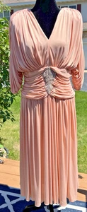 Vestido de Diosa Estilo Griego Drapeado Melocotón ROMA NOTTE De Colección Años 80 Talla 14 EE. UU. - Imagen 1 de 18