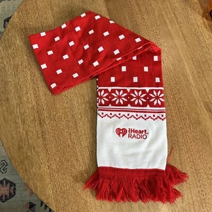 IHEART RADIO Scarf Adult Fringe Snowflake Knit Red White Winter Holiday NEW - Picture 1 of 2