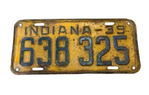 Oldtimer 1939 Indiana Nummernschild 638 325 - Bild 1 von 3