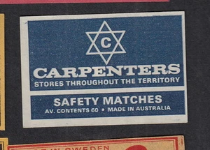 Altes Streichholzetikett Australien BN11998 Carpenters   - Bild 1 von 1