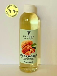 SWEET ALMOND OIL by HERMES ORGANIC COLD PRESSED 4 oz - Picture 1 of 1