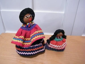 VTG NATIVE AMERICAN SEMINOLE INDIAN WOMAN & CHILD HANDCRAFTED PALMETTOFIBERDOLLS - Picture 1 of 5