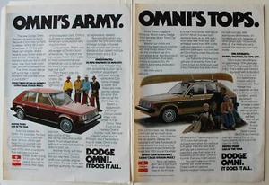 2 x Dodge Omni Vintage Magazine Print Ads 1978 8 x 11 - Picture 1 of 1