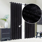 Crushed Velvet Eyelet Ring Top Curtains Pair of FullyLined Window Panel
